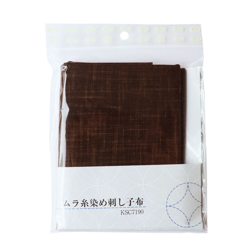 日本紐釦貿易 ムラ染刺し子布 黒茶 50×65ｃｍ KSC7190-CC （ご注文単位1枚）【直送品】