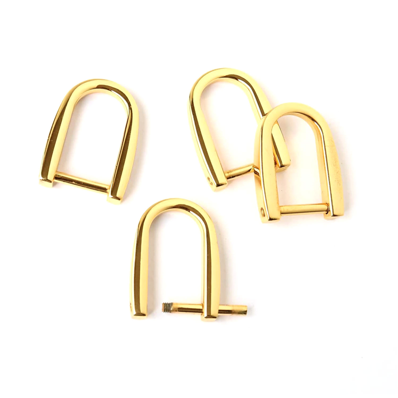 日本紐釦貿易 ネジ式Dカン U字型 ゴールド 4個入り TYP502-G (ご注文単位1束)【直送品】