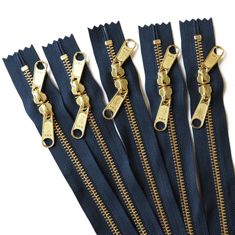 日本紐釦貿易 Y.K.K 両開金属ファスナー40㎝ ゴールド 紺 5本 5RGM40-560 （ご注文単位1束）【直送品】