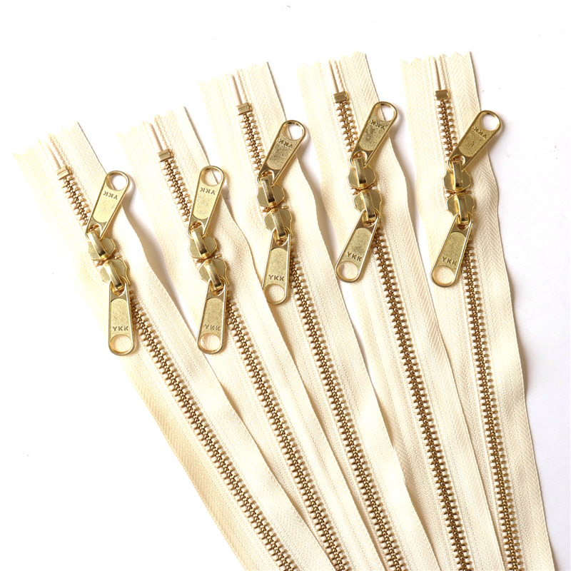 日本紐釦貿易 Y.K.K 両開金属ファスナー40㎝ ゴールド 生成 5本 5RGM40-801 （ご注文単位1束）【直送品】