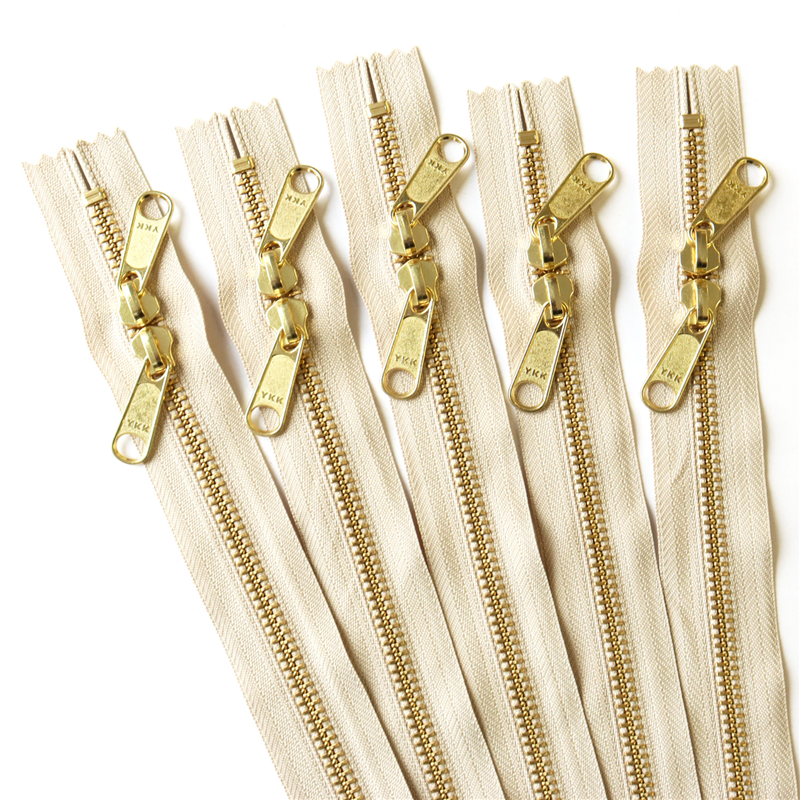 日本紐釦貿易 Y.K.K 両開金属ファスナー40㎝ ゴールド ベージュ 5本 5RGM40-572 （ご注文単位1束）【直送品】