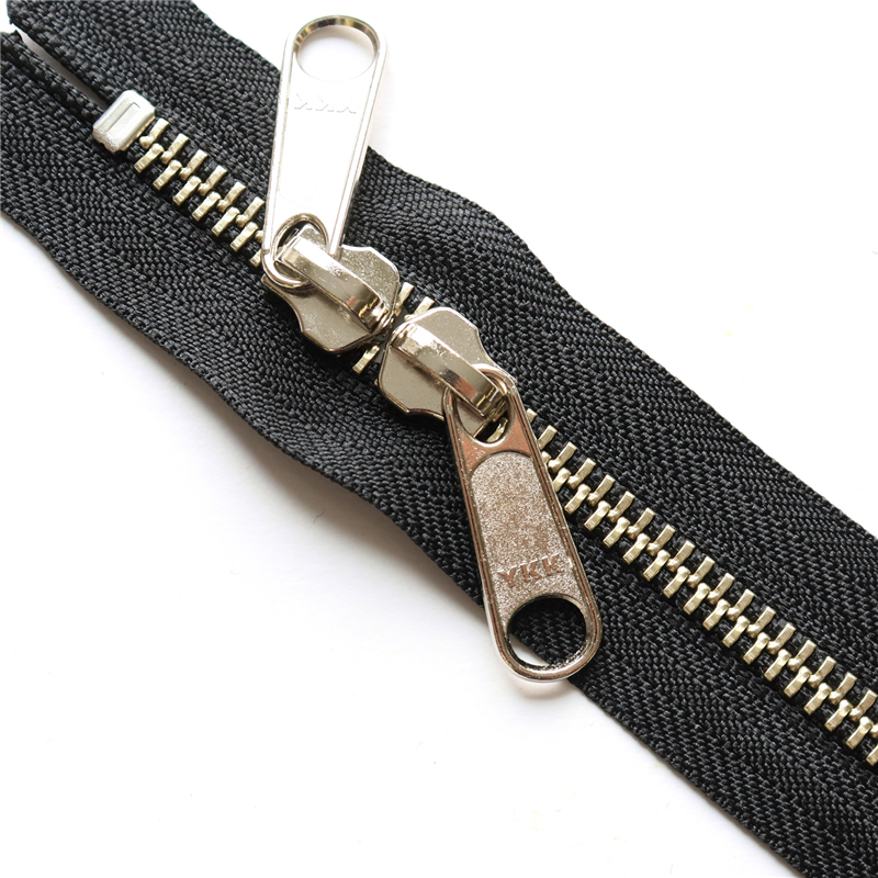 日本紐釦貿易 Y.K.K 両開金属ファスナー40㎝ シルバー 黒 5本 5RNM40-580 (ご注文単位1束)【直送品】