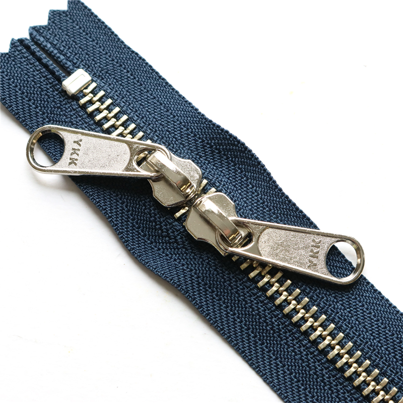 日本紐釦貿易 Y.K.K 両開金属ファスナー40㎝ シルバー 紺 5本 5RNM40-560 （ご注文単位1束）【直送品】