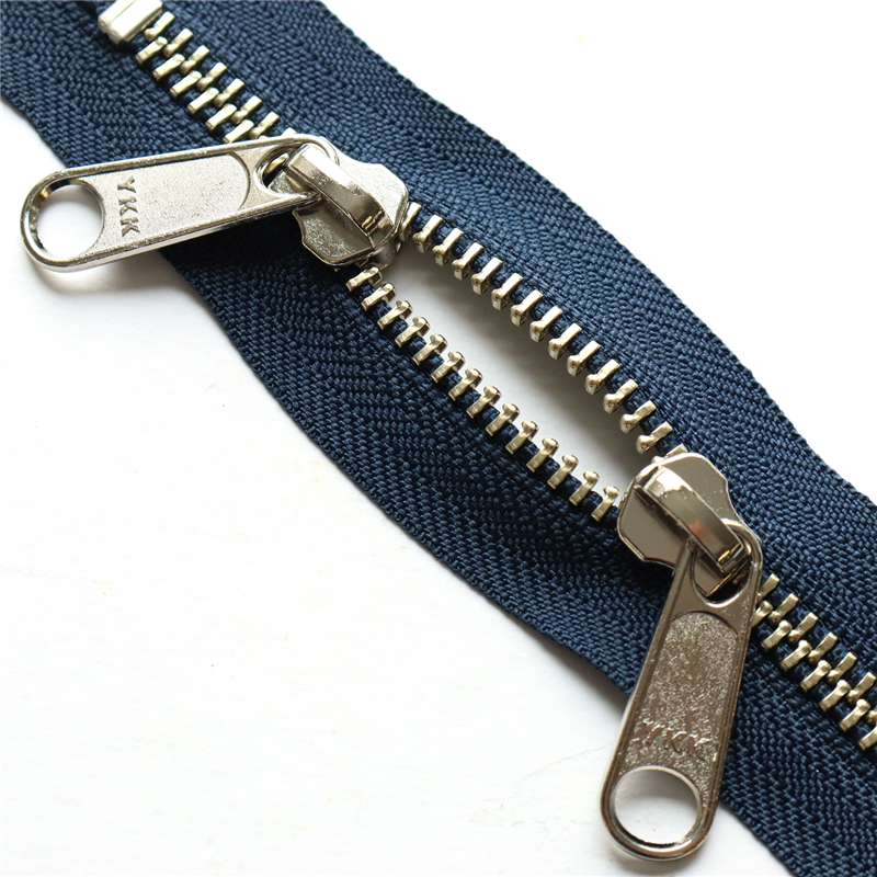 日本紐釦貿易 Y.K.K 両開金属ファスナー40㎝ シルバー 紺 5本 5RNM40-560 （ご注文単位1束）【直送品】