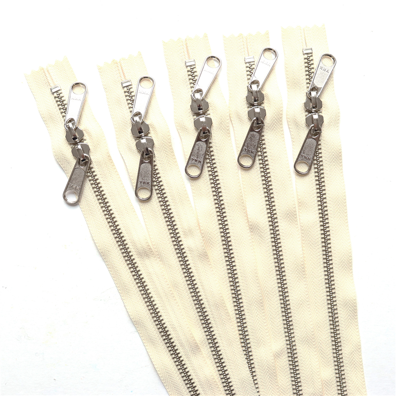 日本紐釦貿易 Y.K.K 両開金属ファスナー40㎝ シルバー 生成 5本 5RNM40-801 （ご注文単位1束）【直送品】