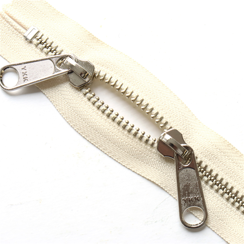 日本紐釦貿易 Y.K.K 両開金属ファスナー40㎝ シルバー 生成 5本 5RNM40-801 (ご注文単位1束)【直送品】