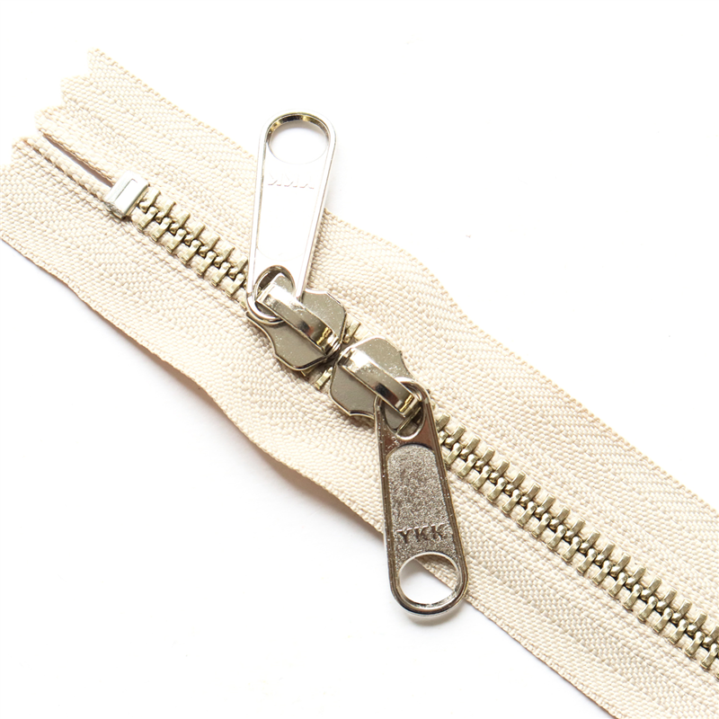 日本紐釦貿易 Y.K.K 両開金属ファスナー40㎝ シルバー ベージュ 5本 5RNM40-572 (ご注文単位1束)【直送品】