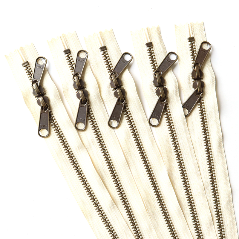 日本紐釦貿易 Y.K.K 両開金属ファスナー40㎝ AG 生成 5本 5RGMKB40-801 （ご注文単位1束）【直送品】