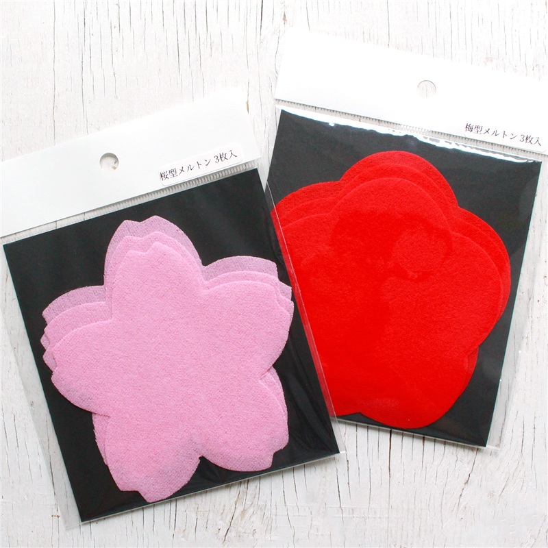 日本紐釦貿易 メルトン 梅型 3枚入 赤 S40-12 (ご注文単位1束)【直送品】