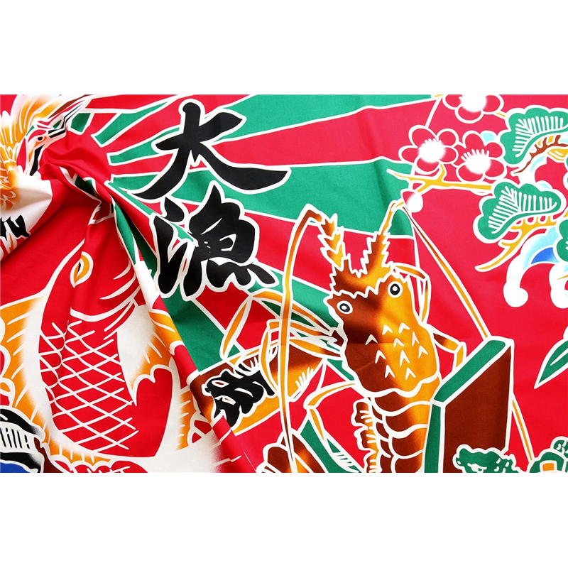 日本紐釦貿易 コスモテキスタイル 大漁旗 プリント生地 91.5cm×100cm 赤 AP85801-1 (ご注文単位1枚)【直送品】