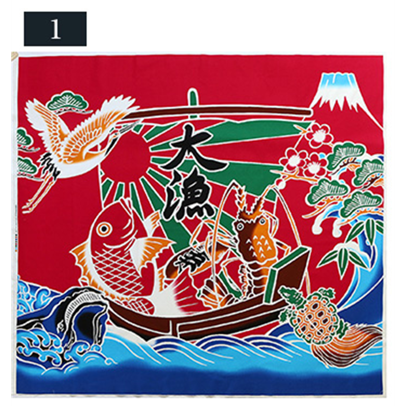 日本紐釦貿易 コスモテキスタイル 大漁旗 プリント生地 91.5cm×100cm 赤 AP85801-1 (ご注文単位1枚)【直送品】