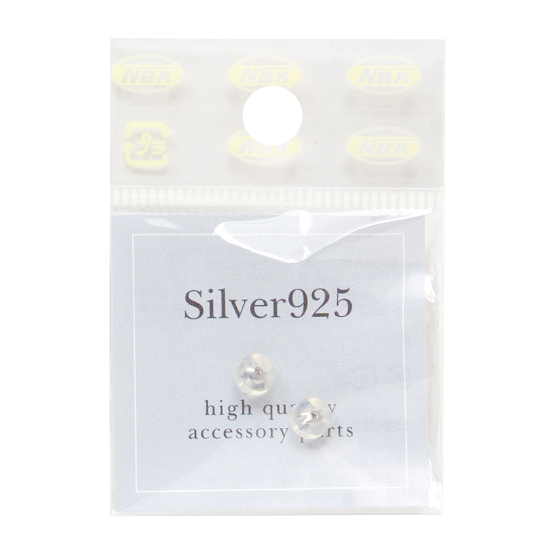 日本紐釦貿易 SLV925パーツ シリコンキャッチ 1ペア KS88-6 (ご注文単位1束)【直送品】