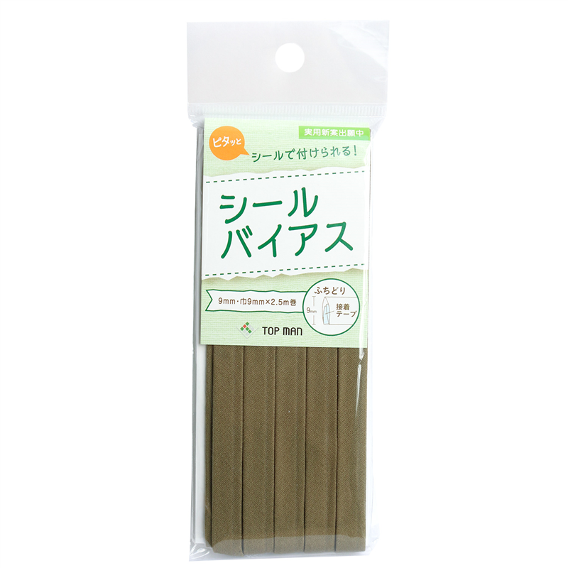 日本紐釦貿易 トップマン工業 シールバイアステープ 出来上がり幅約9mm×2.5m アンティークグレー TM012-27 （ご注文単位1枚）【直送品】
