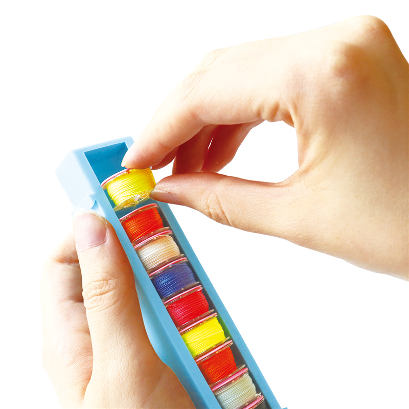 日本紐釦貿易 ボビンコンテナ サイズ約15cm×2.8cm ブルー NI-05433 (ご注文単位1個)【直送品】