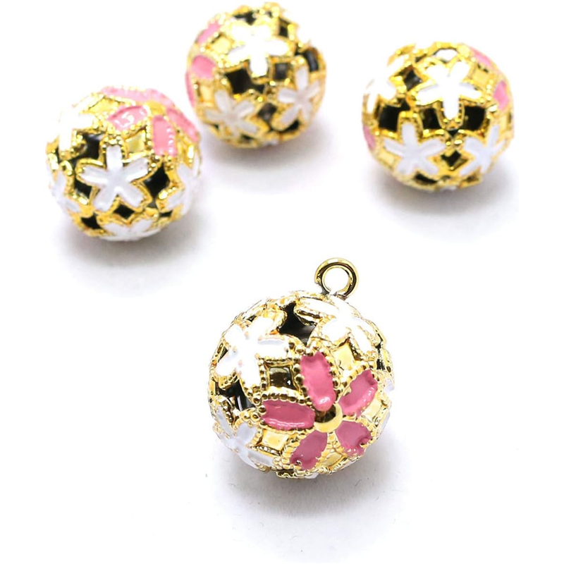 日本紐釦貿易 花鈴 桜 ピンク×白 直径17mm 10個 F6-72-10 (ご注文単位1個)【直送品】