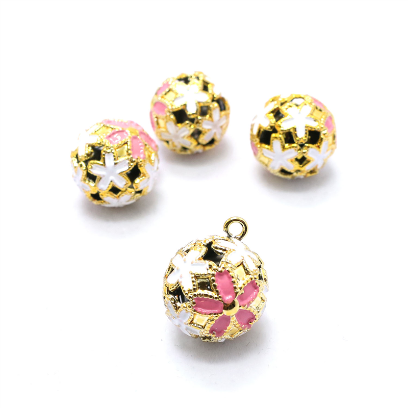 日本紐釦貿易 花鈴 桜 ピンク×白 直径17mm 10個 F6-72-10 (ご注文単位1個)【直送品】