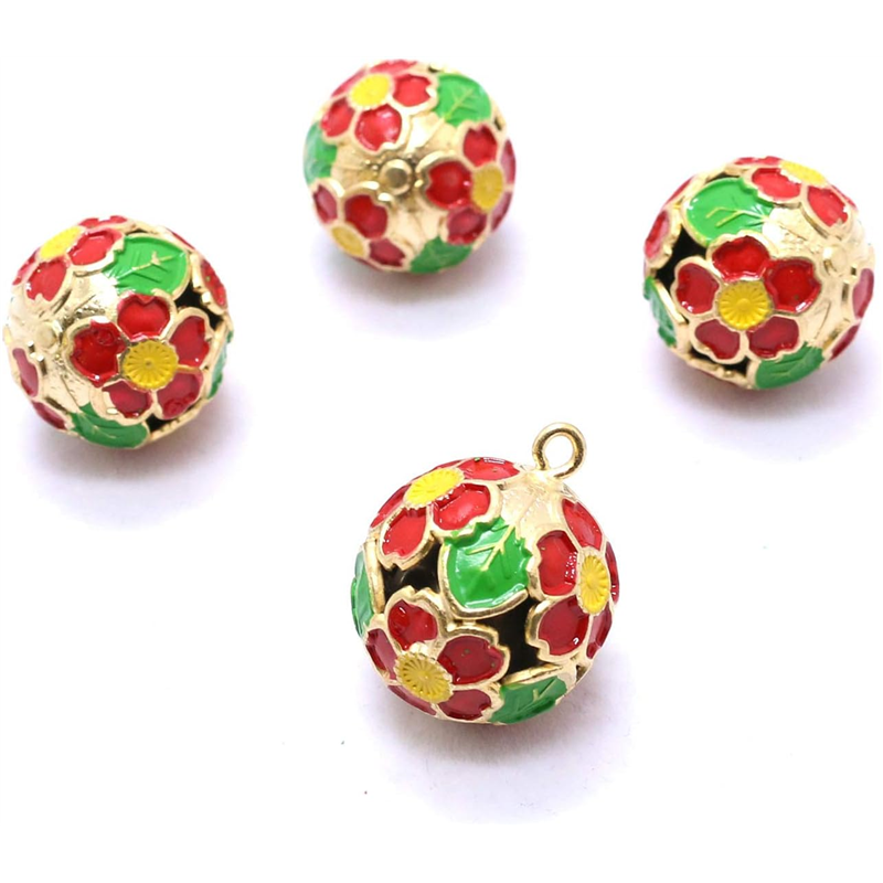 日本紐釦貿易 花鈴 芝桜 赤×緑 直径17mm 10個 F6-74-10 (ご注文単位1個)【直送品】