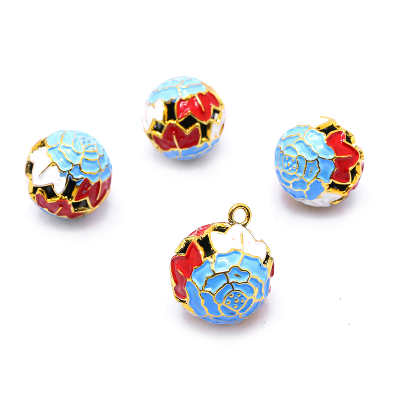 日本紐釦貿易 花鈴 牡丹 水色×白 直径17mm 10個 F6-77-10 (ご注文単位1個)【直送品】