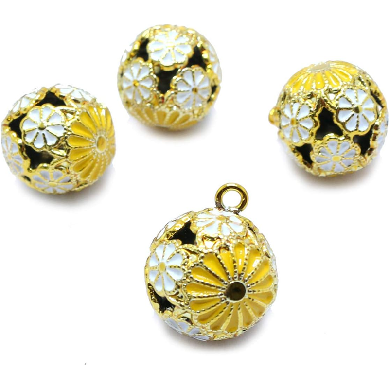 日本紐釦貿易 花鈴 菊 黄色×白 直径17mm 10個 F6-80-10 （ご注文単位1個）【直送品】