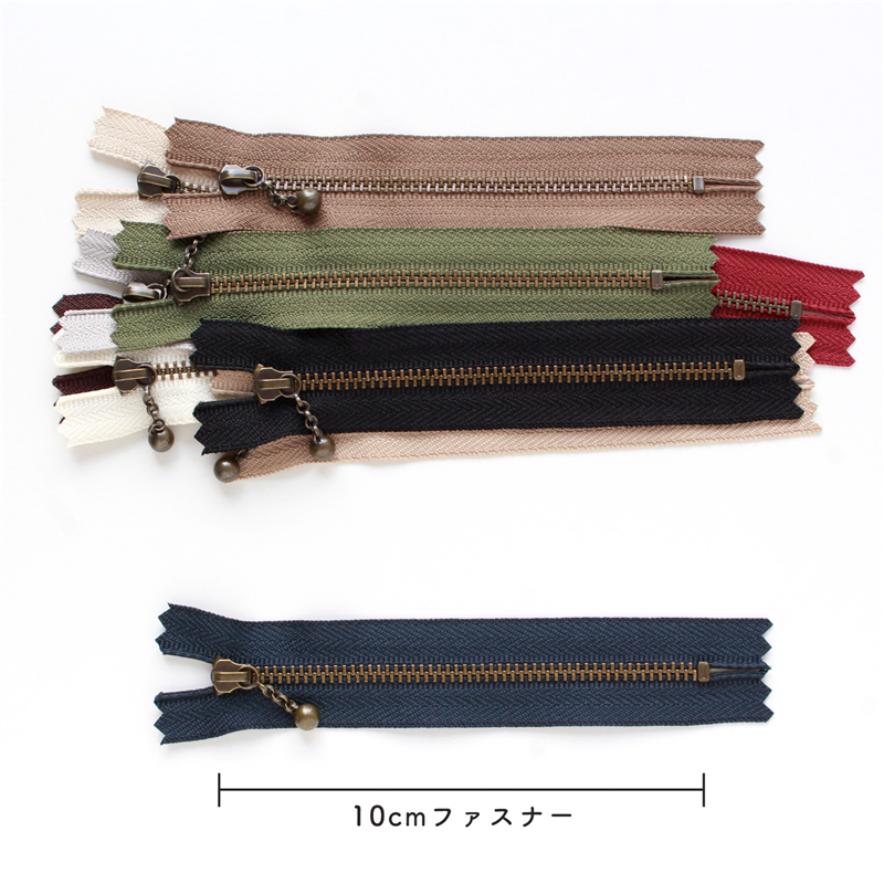 日本紐釦貿易 Y.K.K 玉付きファスナー 10cm アンティークゴールド 10色セット 3GKB10-10MIX (ご注文単位1セット)【直送品】