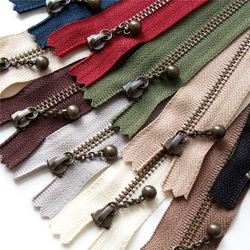 日本紐釦貿易 Y.K.K 玉付きファスナー 10cm アンティークゴールド 10色セット 3GKB10-10MIX (ご注文単位1セット)【直送品】