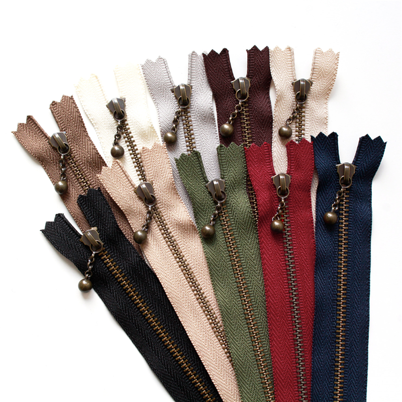 日本紐釦貿易 Y.K.K 玉付きファスナー 10cm アンティークゴールド 10色セット 3GKB10-10MIX (ご注文単位1セット)【直送品】