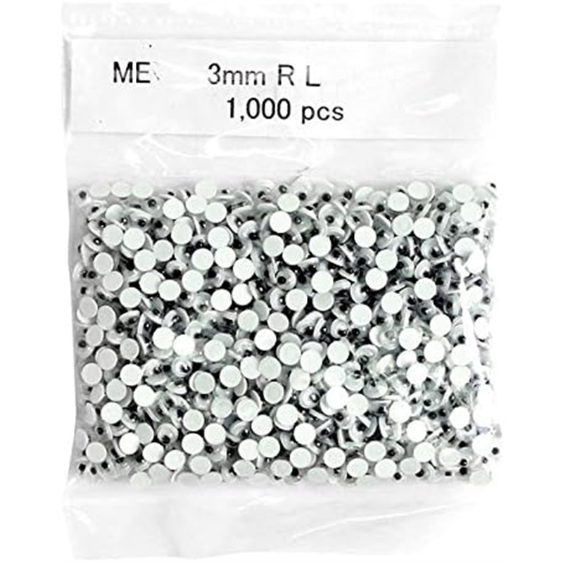 日本紐釦貿易 動眼 貼り付け 1000個入り 3mm 黒 CE100-1000 （ご注文単位1束）【直送品】