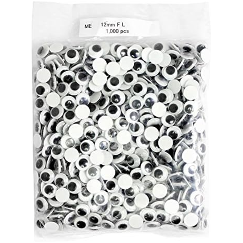 日本紐釦貿易 動眼 貼り付け 1000個入り 12mm 黒 CE108-1000 （ご注文単位1束）【直送品】