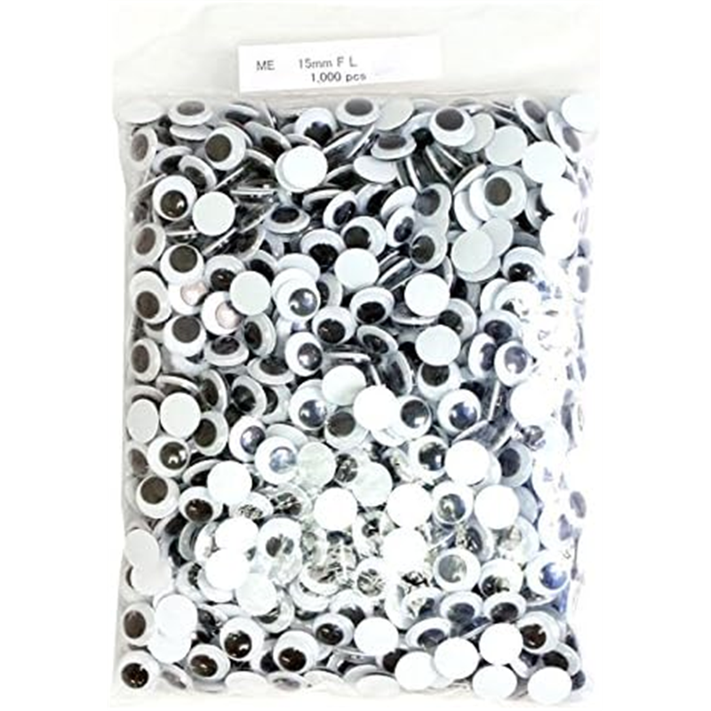 日本紐釦貿易 動眼 貼り付け 1000個入り 15mm 黒 CE109-1000 （ご注文単位1束）【直送品】