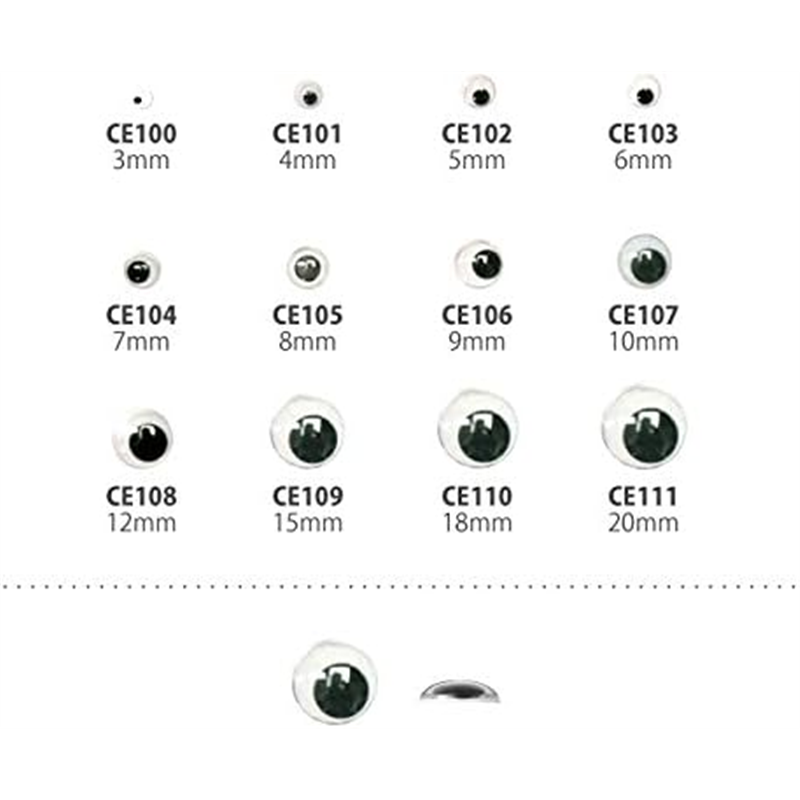 日本紐釦貿易 動眼 貼り付け 1000個入り 18mm 黒 CE110-1000 (ご注文単位1束)【直送品】