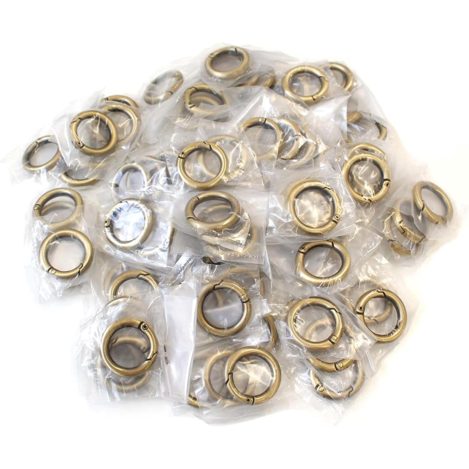 日本紐釦貿易 ミニ丸型カラビナ 内径17mm 100個 アンティークゴールド LGK1-AG-100 (ご注文単位1束)【直送品】