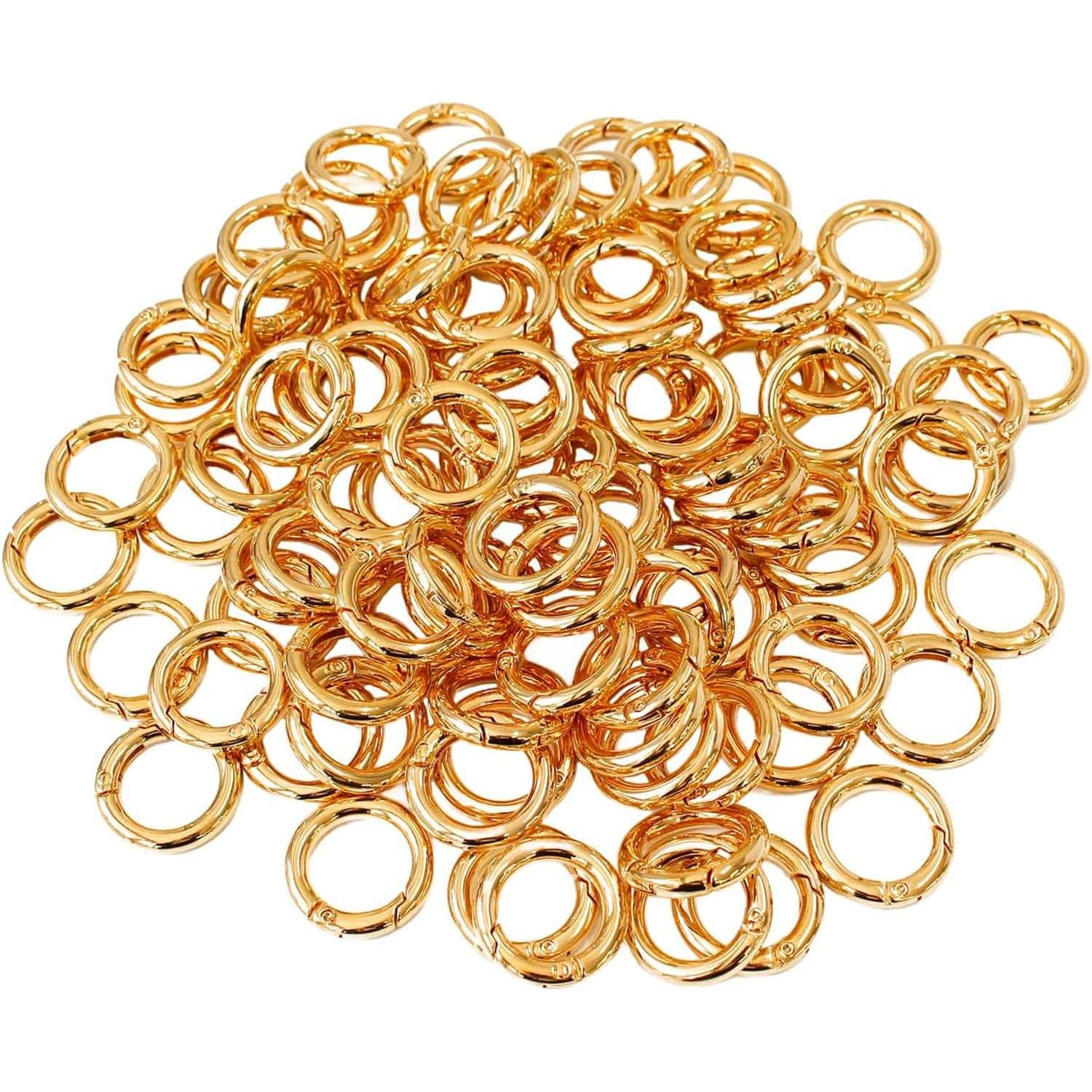 日本紐釦貿易 ミニ丸型カラビナ 内径17mm 100個 ゴールド LGK1-G-100 (ご注文単位1束)【直送品】