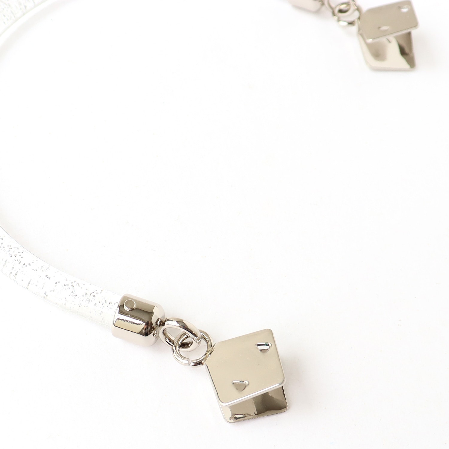 日本紐釦貿易 ラメ入 プラハンドル クワエ金具 W13×H12cm クリア 2本1組 K2518 (ご注文単位1組)【直送品】