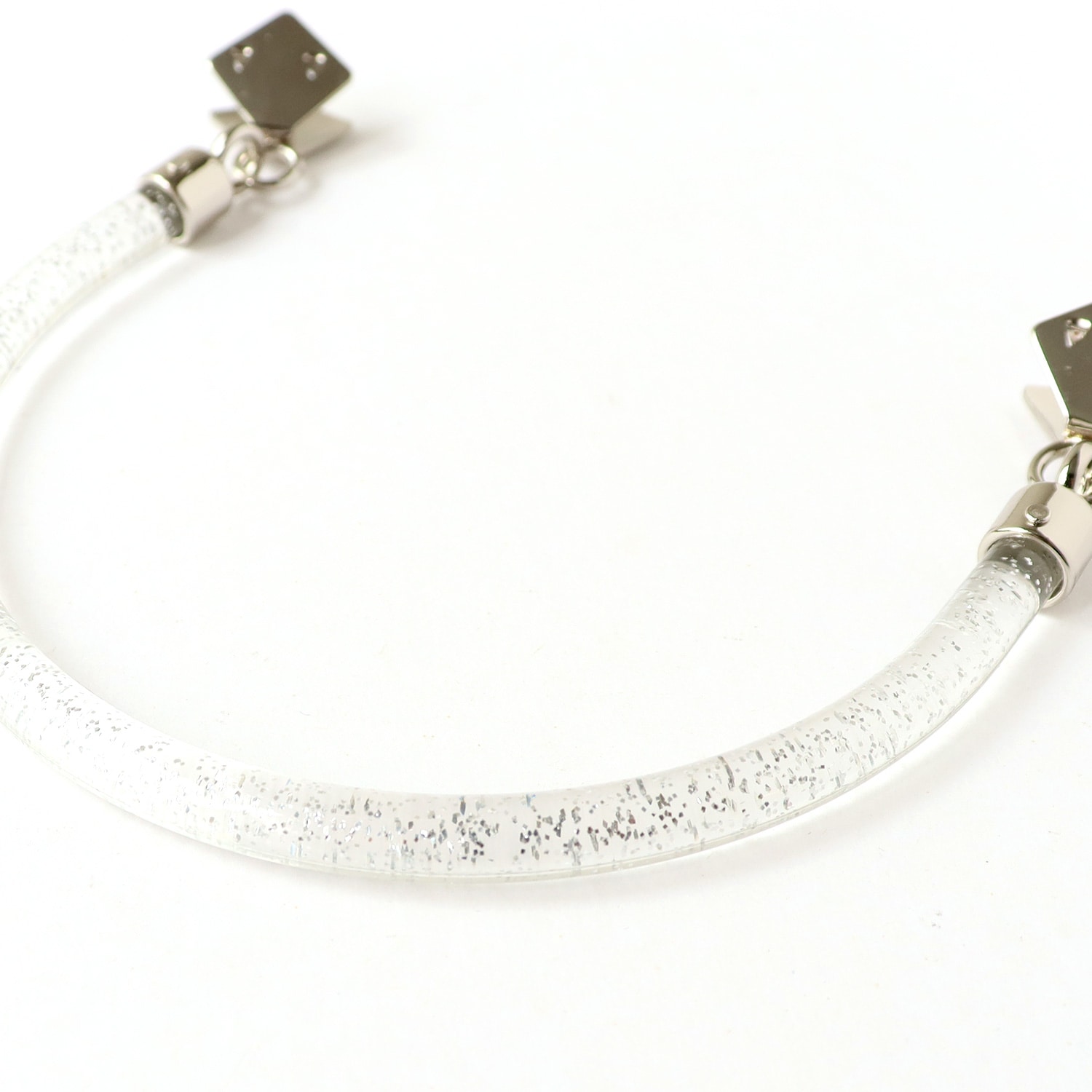 日本紐釦貿易 ラメ入 プラハンドル クワエ金具 W13×H12cm クリア 2本1組 K2518 (ご注文単位1組)【直送品】