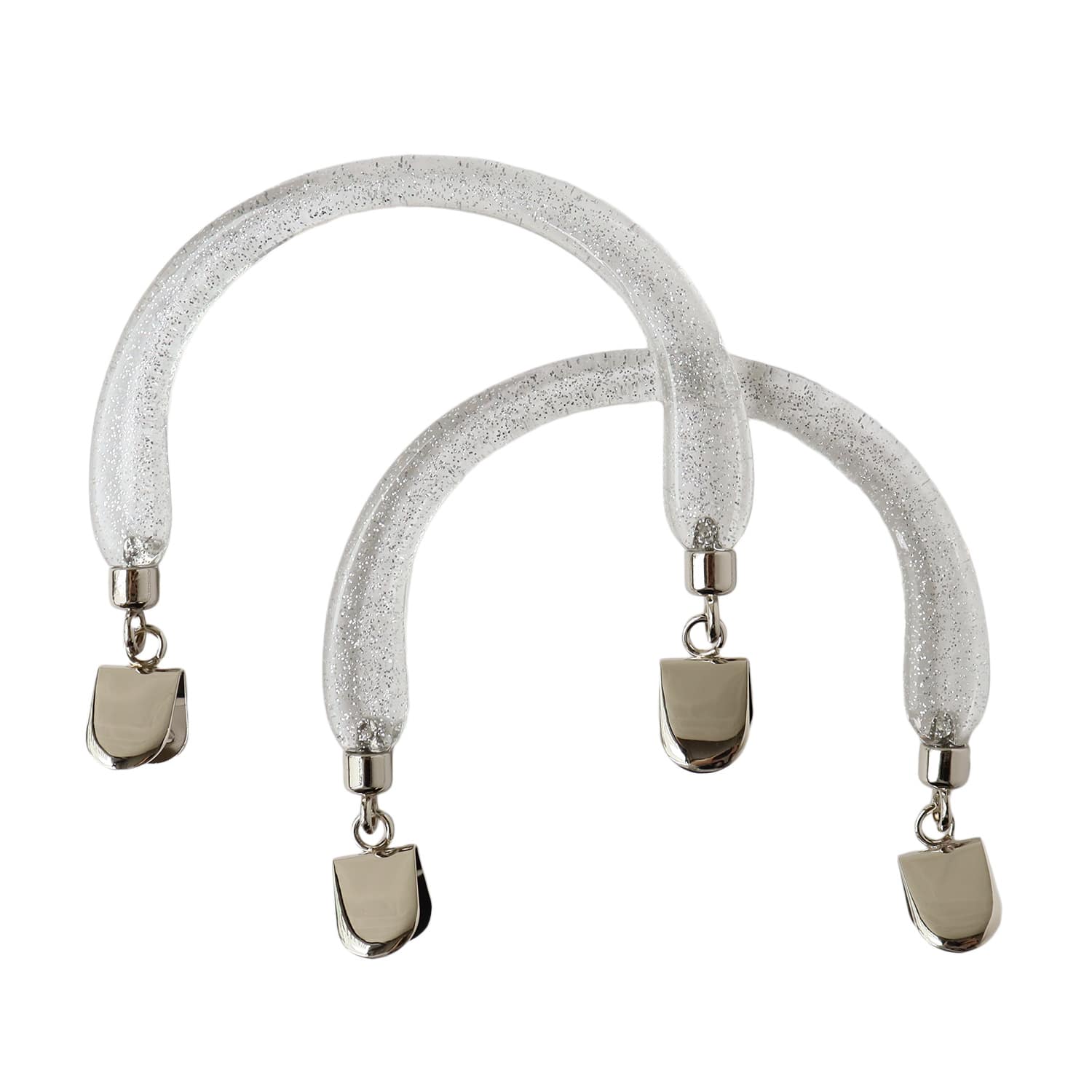 日本紐釦貿易 ラメ入 プラハンドル クワエ金具 W14×H13cm クリア 2本1組 K2538 （ご注文単位1組）【直送品】