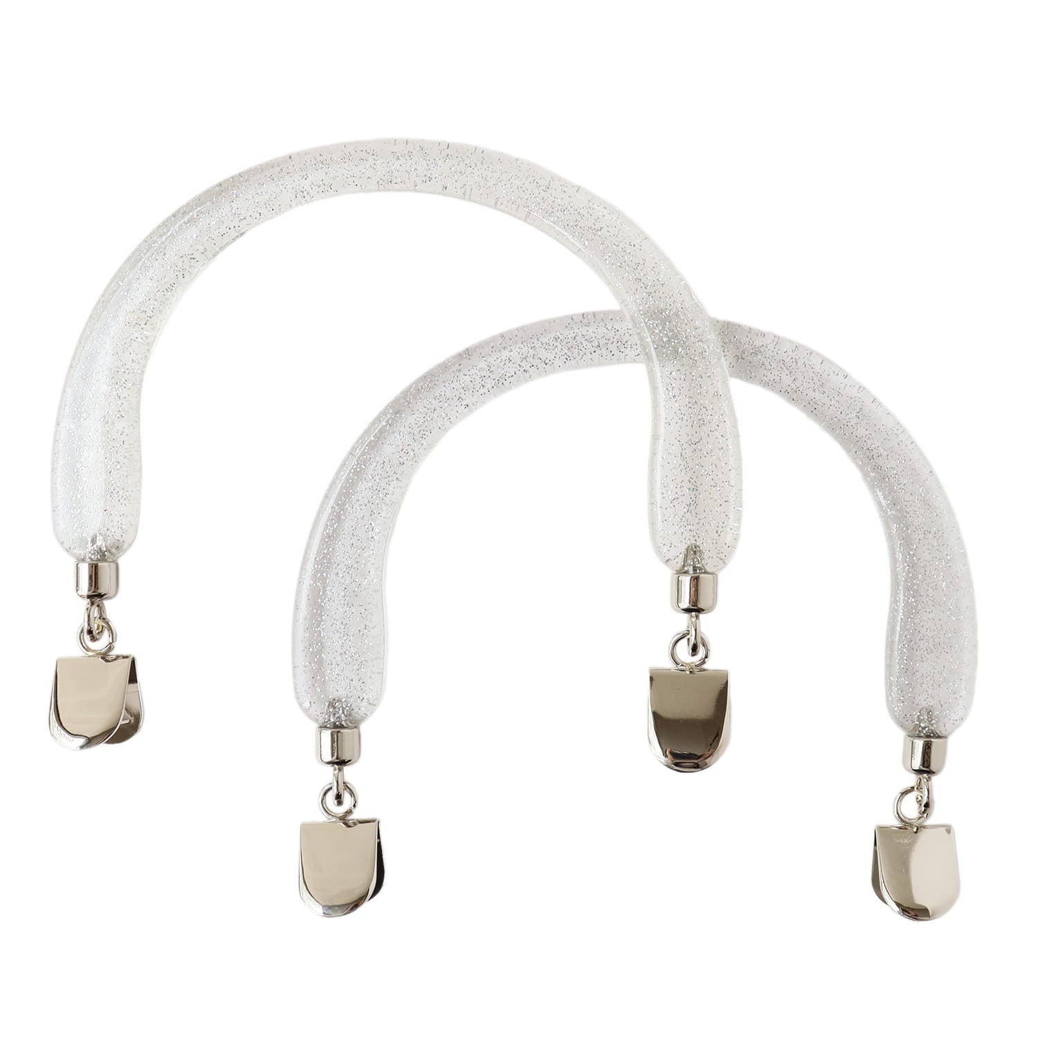 日本紐釦貿易 ラメ入 プラハンドル クワエ金具 WW16×H15cm クリア 2本1組 K2548 （ご注文単位1組）【直送品】