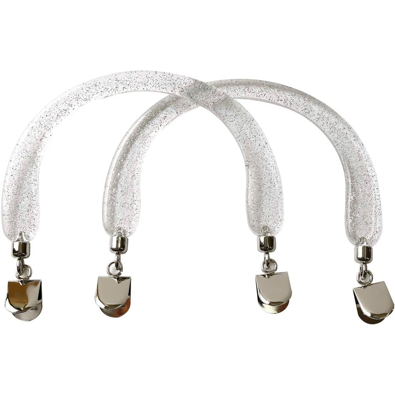 日本紐釦貿易 ラメ入 プラハンドル クワエ金具 WW16×H15cm クリア 2本1組 K2548 (ご注文単位1組)【直送品】