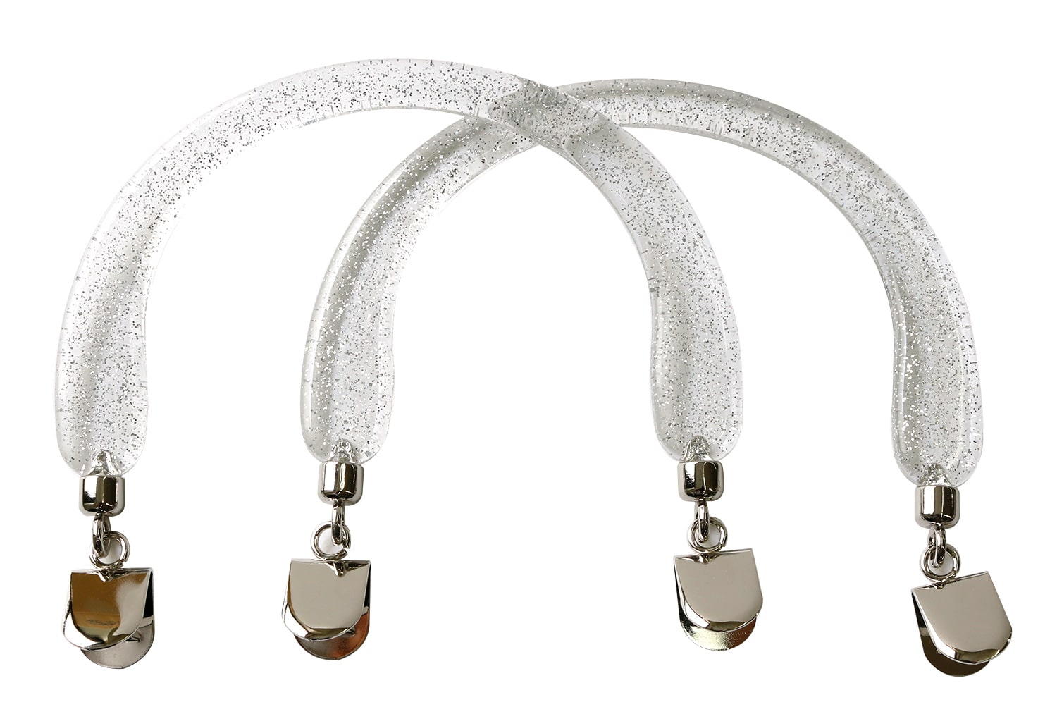 日本紐釦貿易 ラメ入 プラハンドル クワエ金具 WW16×H15cm クリア 2本1組 K2548 (ご注文単位1組)【直送品】