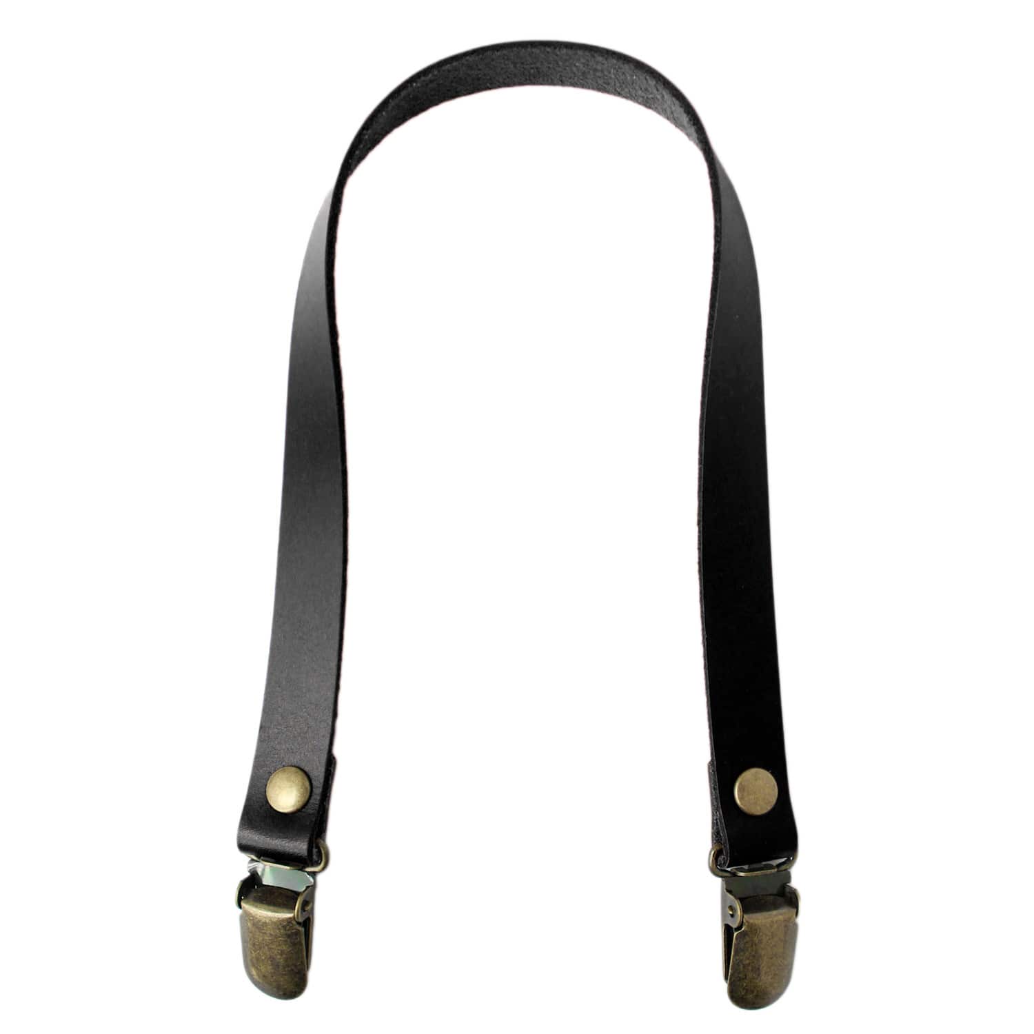 >日本紐釦貿易 本革持ち手 クワエ金具 40cm 黒 2本1組 T1540-B (ご注文単位1組)【直送品】