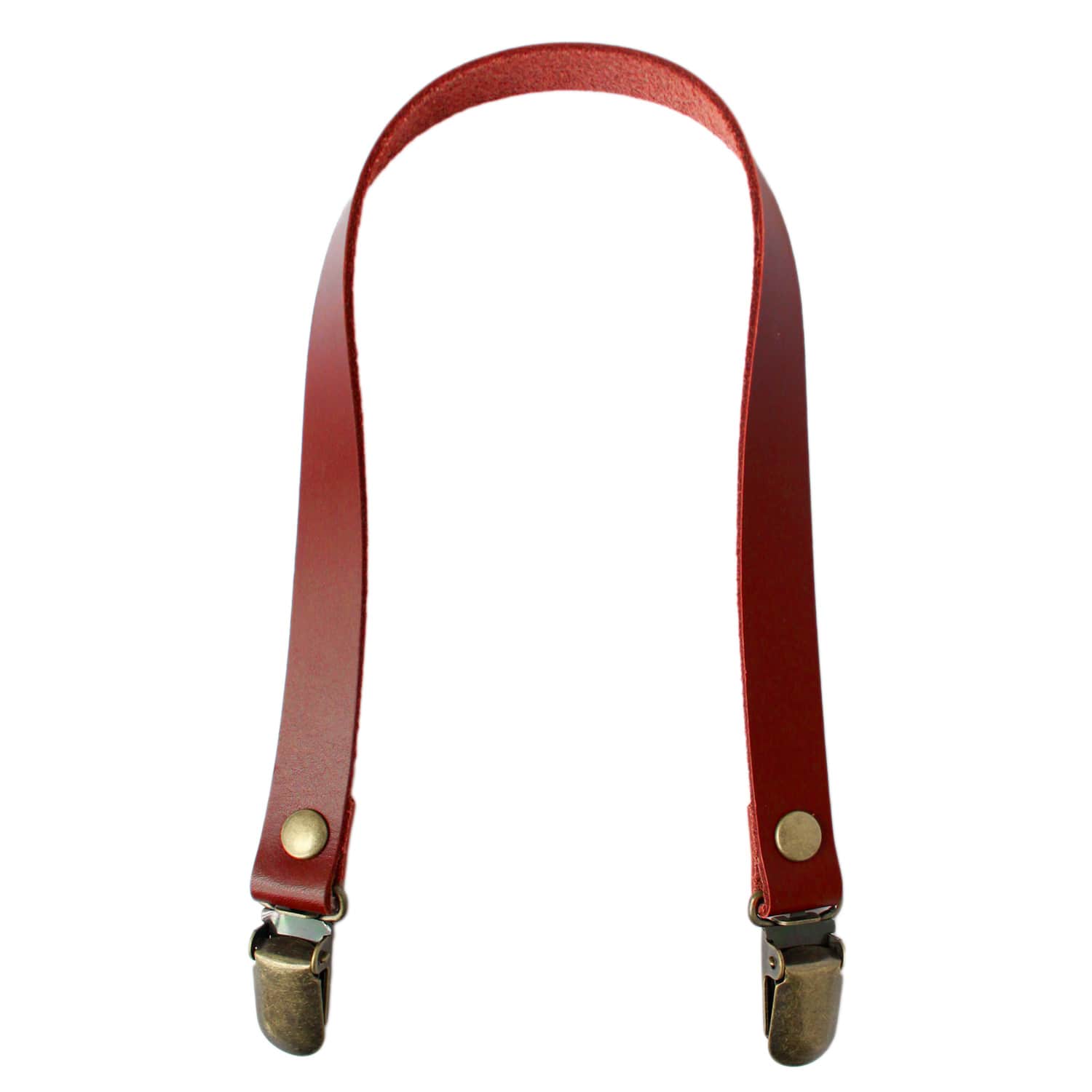 日本紐釦貿易 本革持ち手 クワエ金具 40cm 赤 2本1組 T1540-R (ご注文単位1組)【直送品】