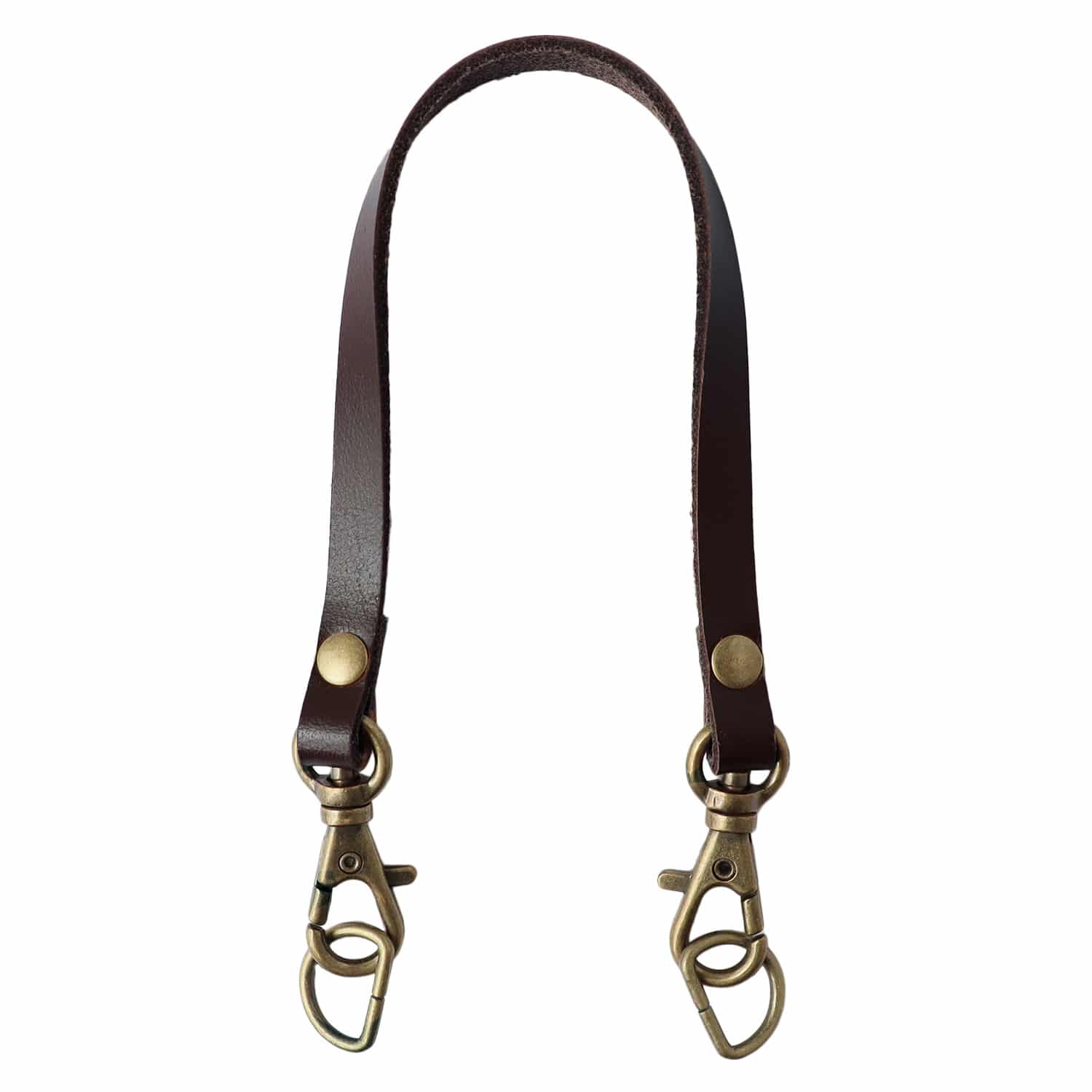 日本紐釦貿易 携帯用本革持手 1本手 ナスカン・Dカン付 焦げ茶 T6523-DB (ご注文単位1本)【直送品】