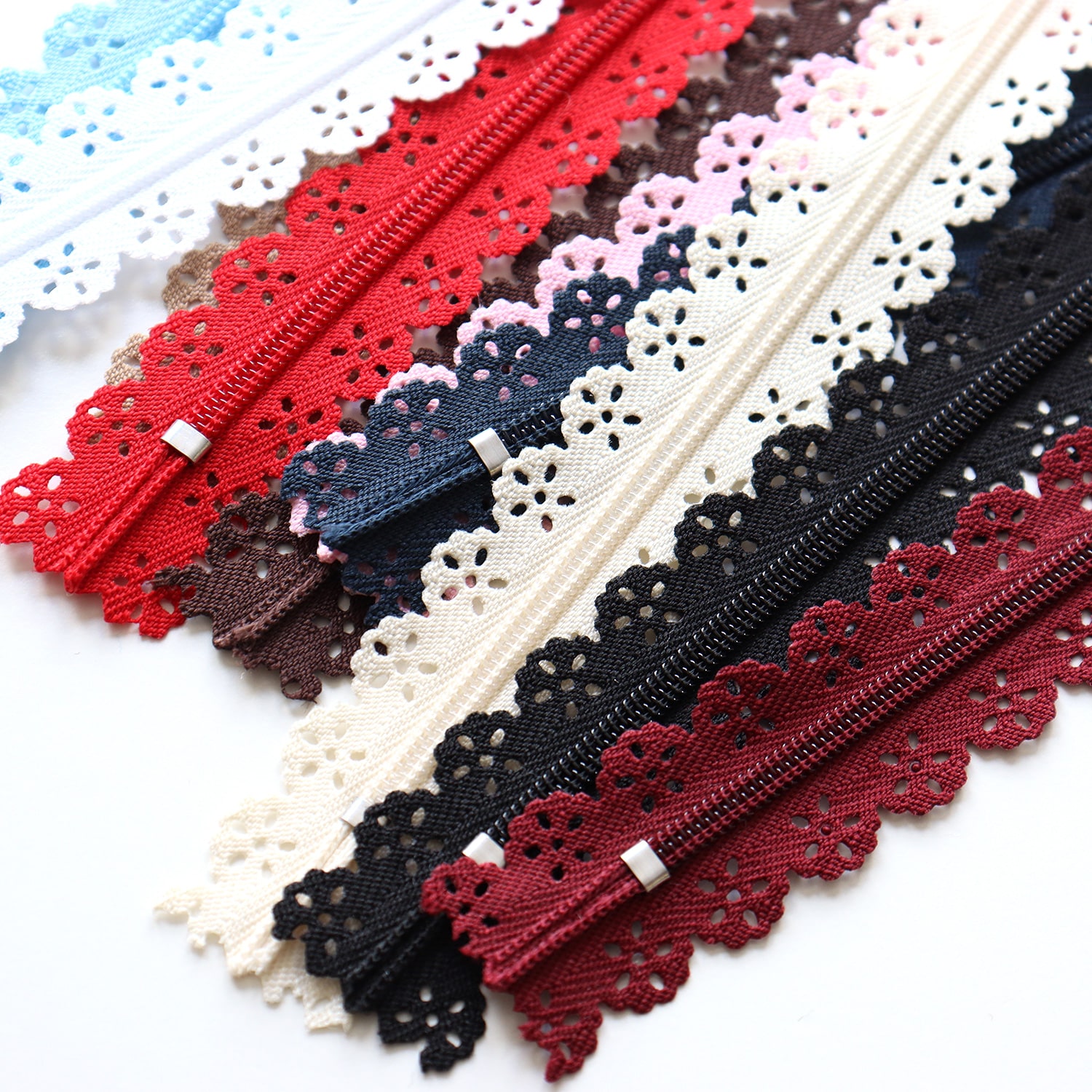 日本紐釦貿易 Y.K.K レースファスナー 20cm 10色各1本セット LACEF20-10MIX (ご注文単位1束)【直送品】