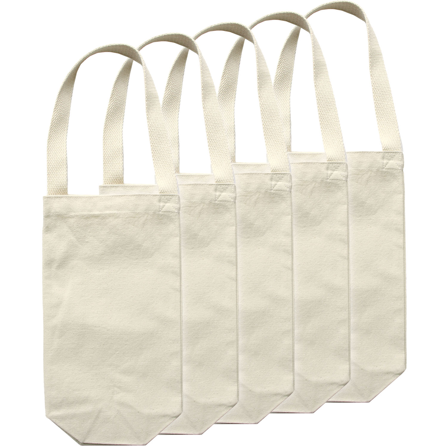 日本紐釦貿易 キャンバスボトルバッグ 無漂白綿100% ナチュラル 徳用5個セット ES222-5 (ご注文単位1セット)【直送品】