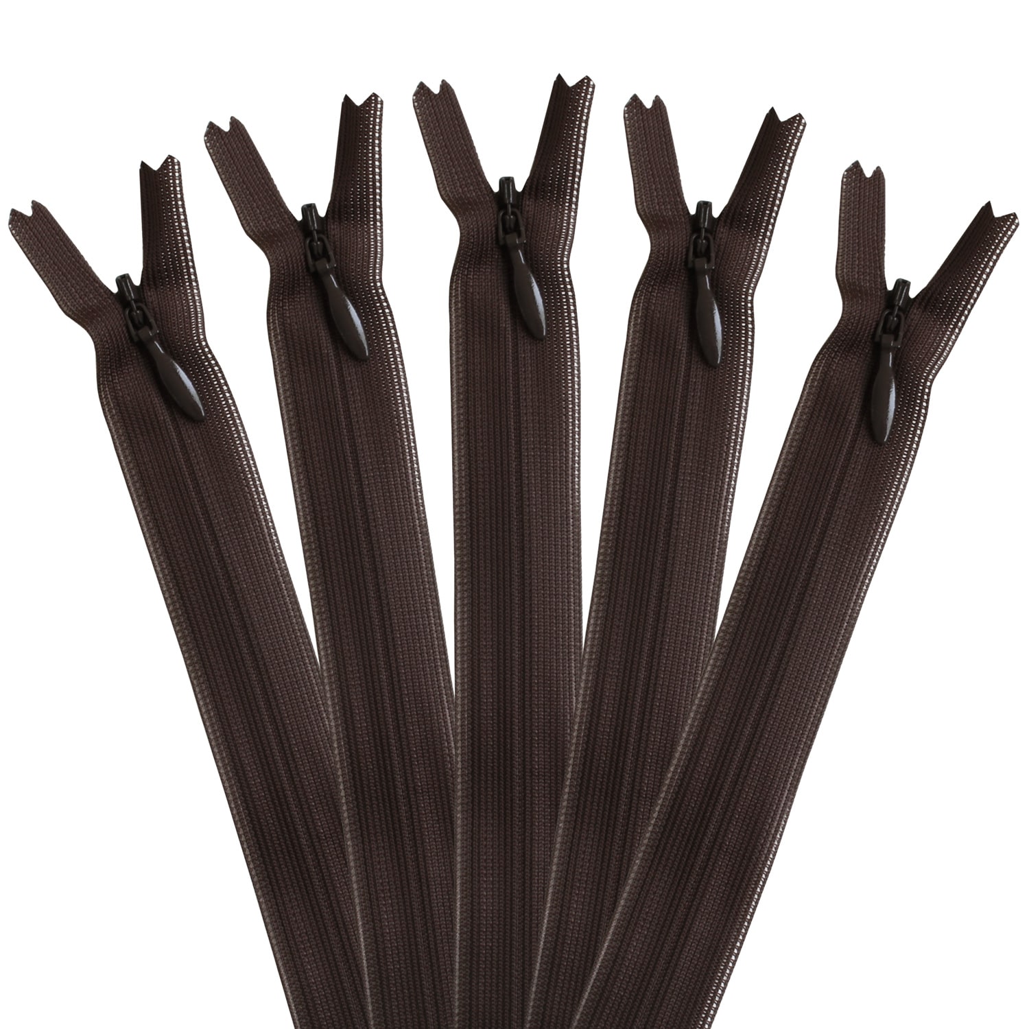 日本紐釦貿易 Y.K.K コンシールファスナー 22cm 5本入 col.570 KS22-570 こげ茶 （ご注文単位1束）【直送品】