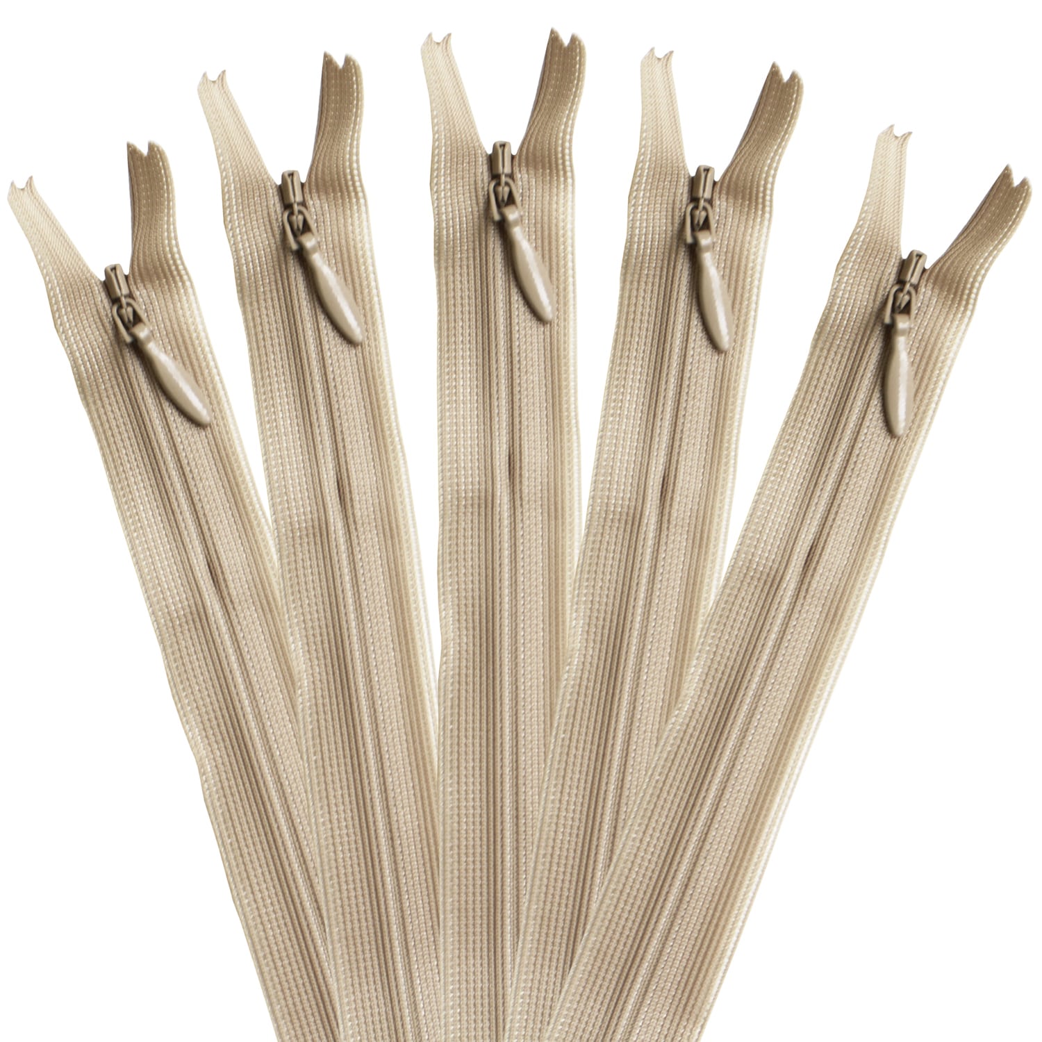 日本紐釦貿易 Y.K.K コンシールファスナー 56cm 5本入 col.573 KS56-573 濃ベージュ （ご注文単位1束）【直送品】