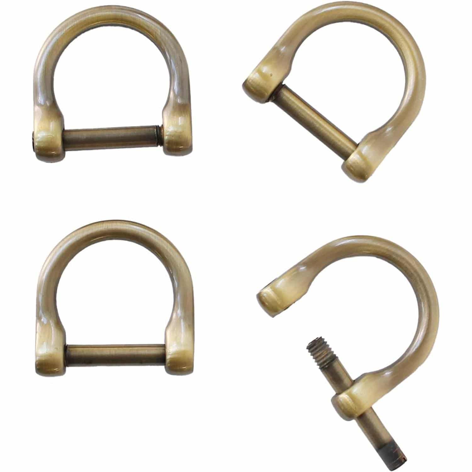 日本紐釦貿易 TYP663 ネジ式Dカン 4個入 アンティークゴールド TYP663-AG （ご注文単位1束）【直送品】