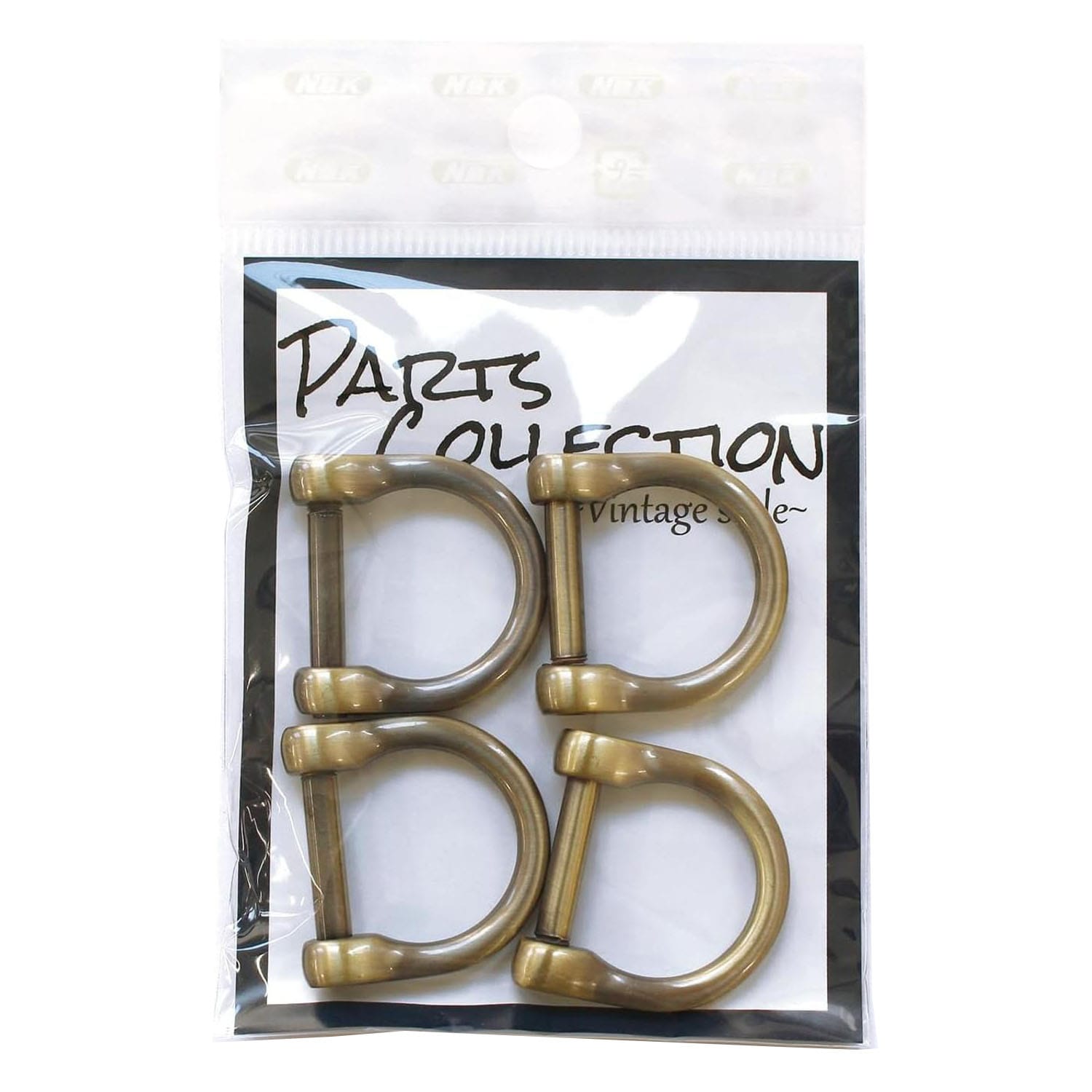 日本紐釦貿易 TYP663 ネジ式Dカン 4個入 アンティークゴールド TYP663-AG (ご注文単位1束)【直送品】