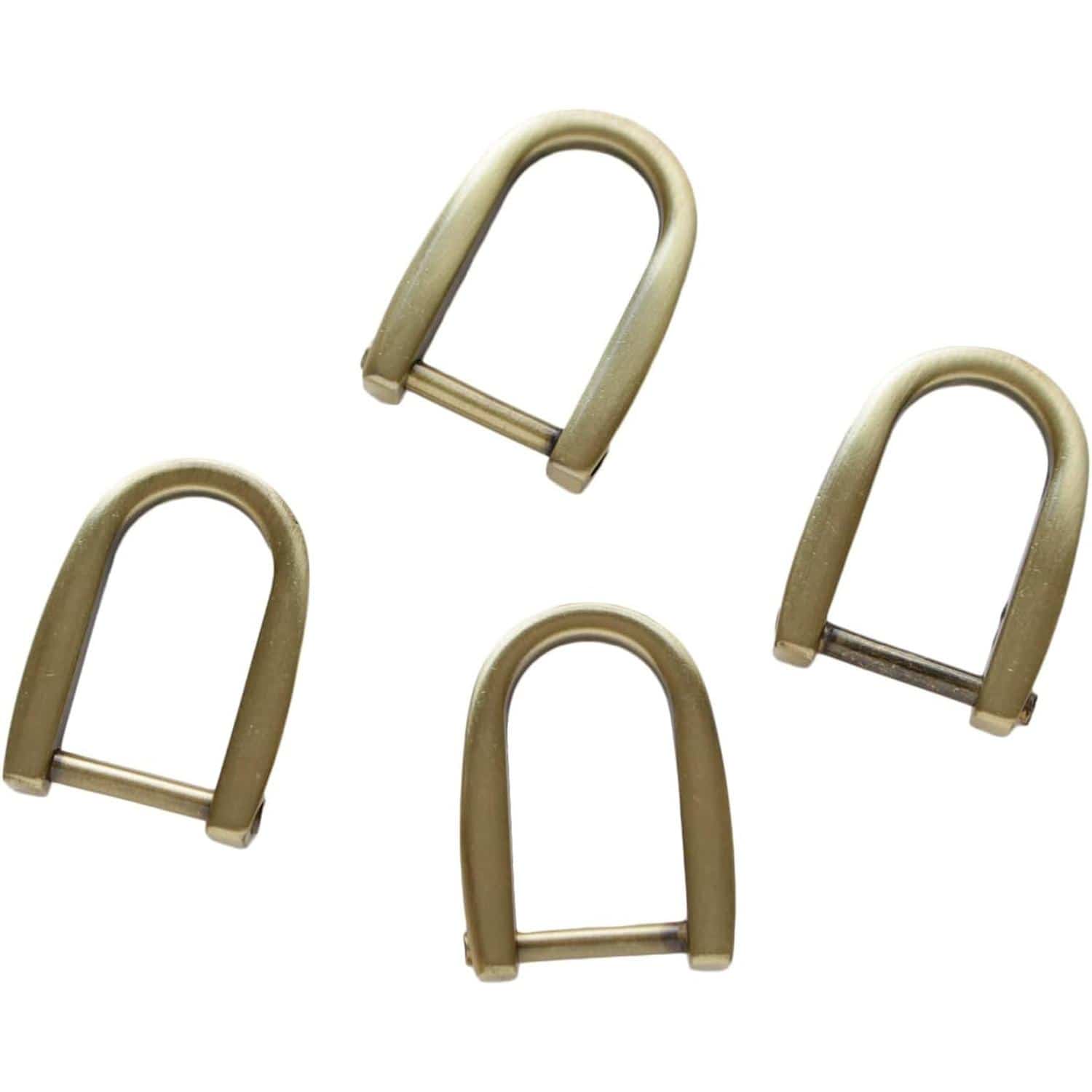 日本紐釦貿易 ネジ式Dカン<U字型> サイズ：約W2.4×H3.3×厚み0.6cm 4個入り アンティークゴールド TYP502-AG （ご注文単位1束）【直送品】