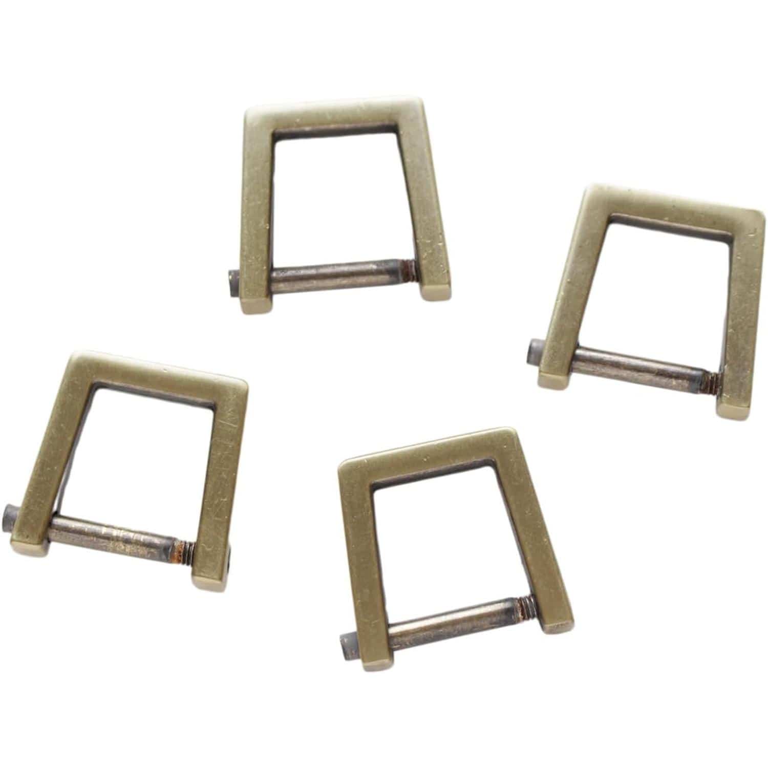 日本紐釦貿易 ネジ式Dカン<台形型> 4個入り アンティークゴールド TYP1974-AG （ご注文単位1束）【直送品】