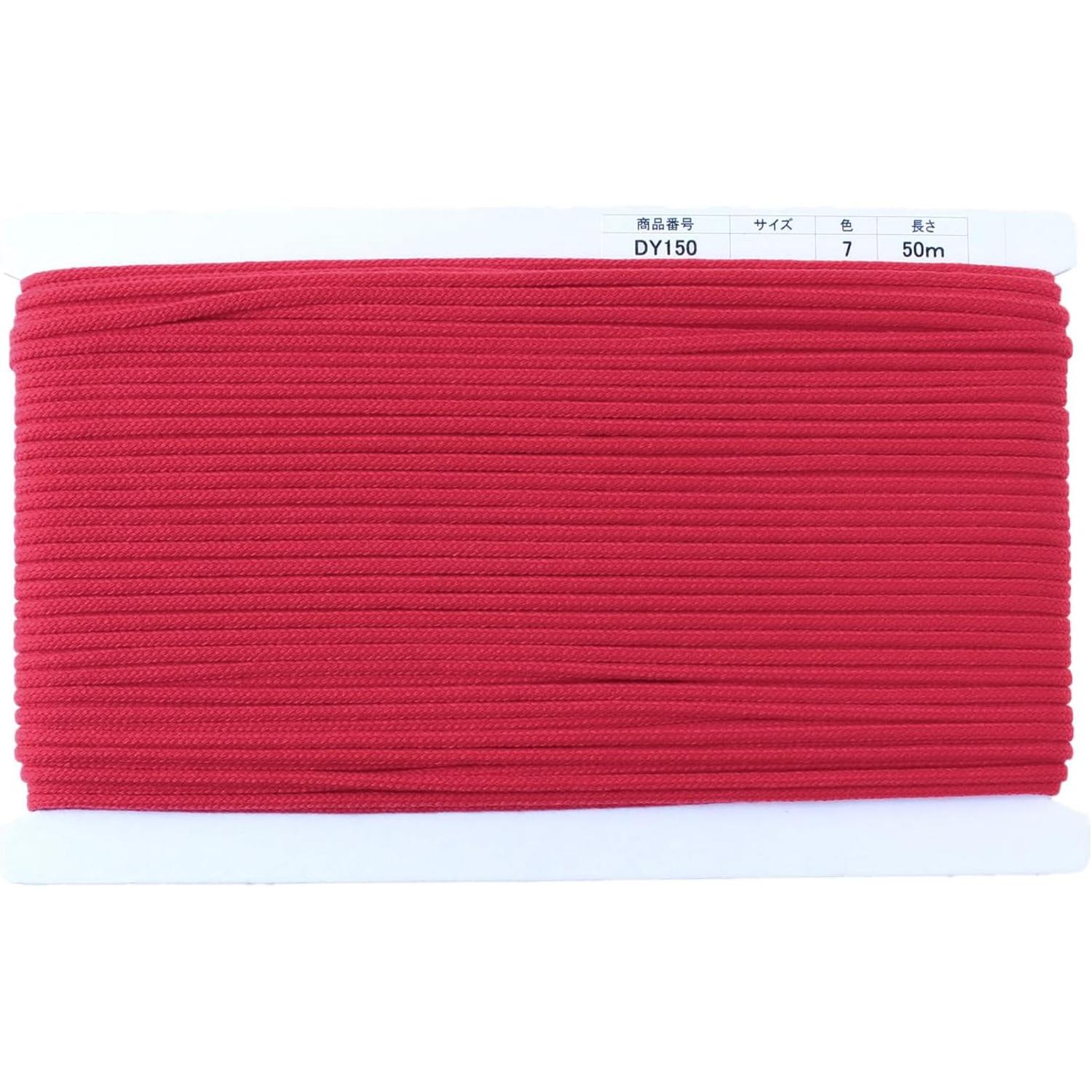 日本紐釦貿易 アクリルコード 約φ4mm×50m 赤 DY150-7 （ご注文単位1巻）【直送品】